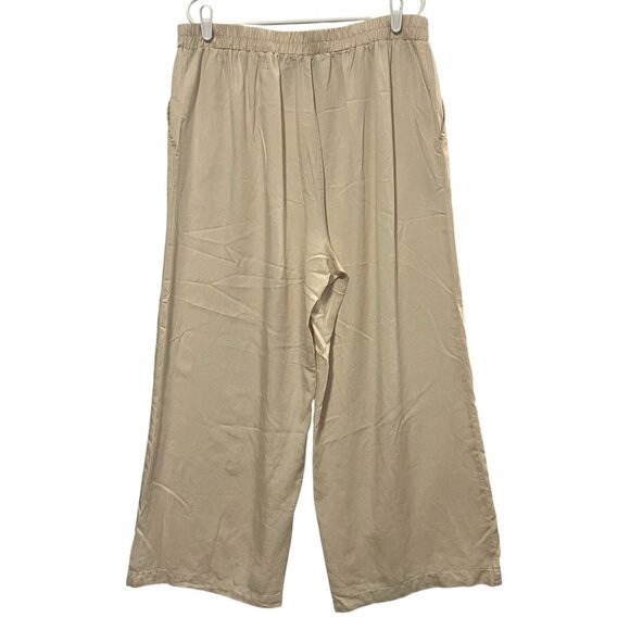 Jane + Delancey Wide Leg Pull On Pants Size XL Beige Pockets Elastic Waist - Picture 2 of 10